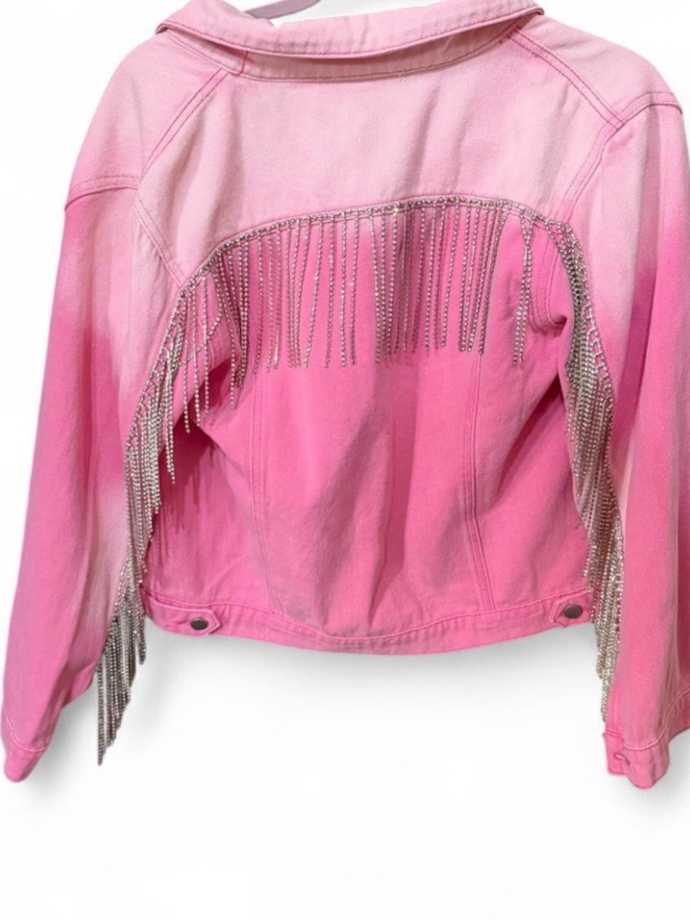 Savanna Jane Pink Ombré Rhinestone Fringe Jacket - Size M